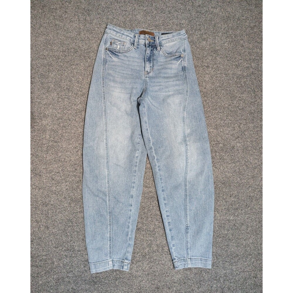 Judy Blue Barrel Leg Jeans Womens 0/24 Distressed Denim
